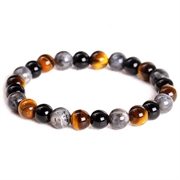 Tigerøje, labradorit og blackstone armbånd. Elastisk. 68 mm